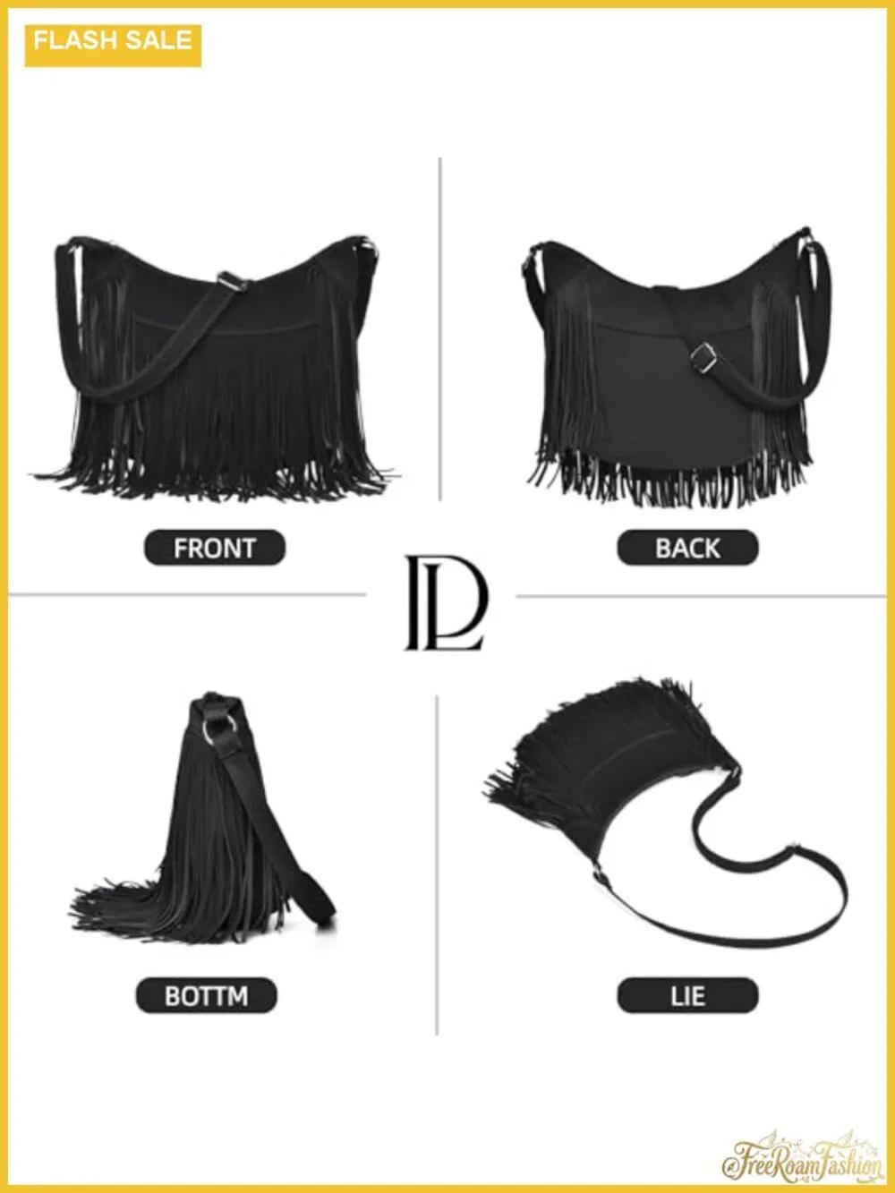 Fringe Hobo Bag Vintage Vegan Suede Western Crossbody Shoulder Purse